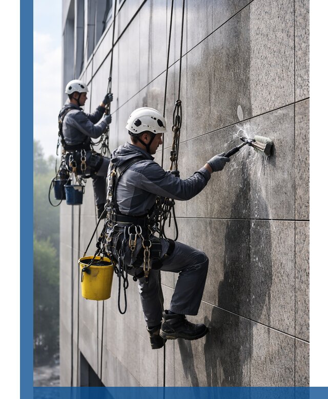 Профессиональная мойка фасада из керамогранита в Кимрах