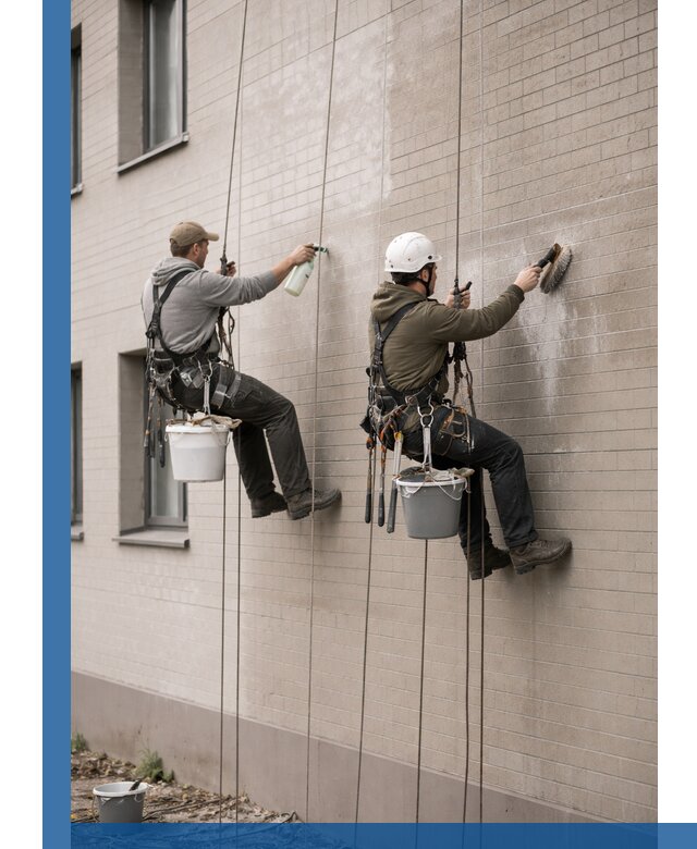 Удаление высолов с фасада зданий в Кимрах без повреждений и следов