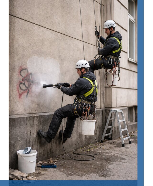 Удаление граффити с фасада в Кимрах от 4698 р. | ВЫСОТНИК-Кмы