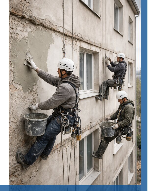 Ремонт штукатурного фасада в Кимрах от 783 р. под ключ | ВЫСОТНИК-Кмы