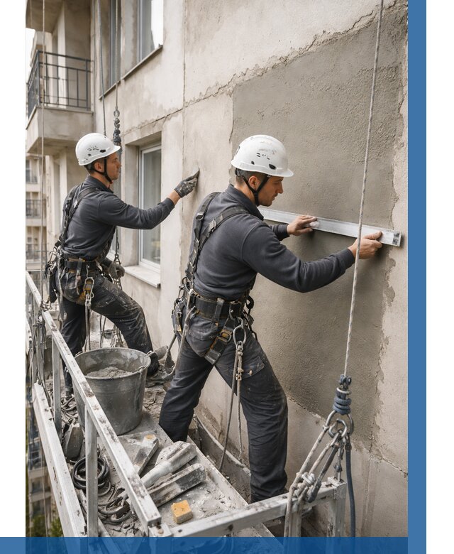 Штукатурка фасада на высоте в Кимрах от 940 р. | ВЫСОТНИК-Кмы