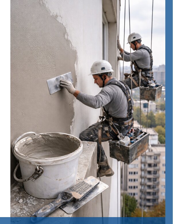 Шпаклевка фасада на высоте в Кимрах от 731 р. | ВЫСОТНИК-Кмы