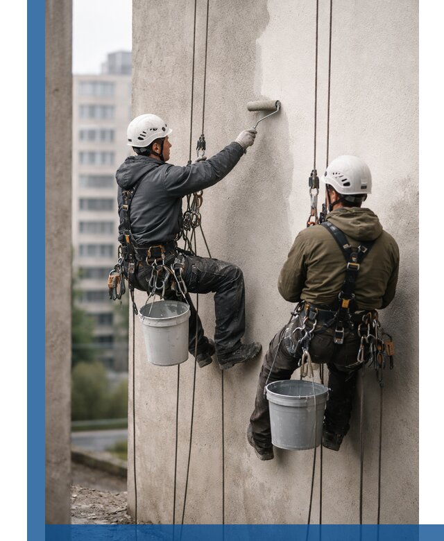 Покраска фасадов высотными альпинистами в Кимрах с гарантией