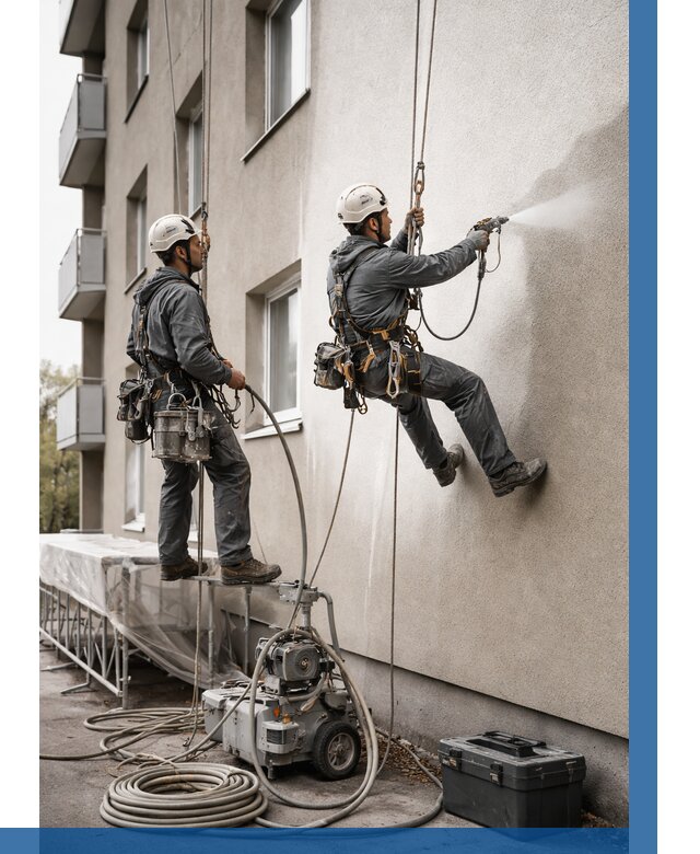 Безвоздушная покраска фасада в Кимрах от 230 р/м² | ВЫСОТНИК-Кмы