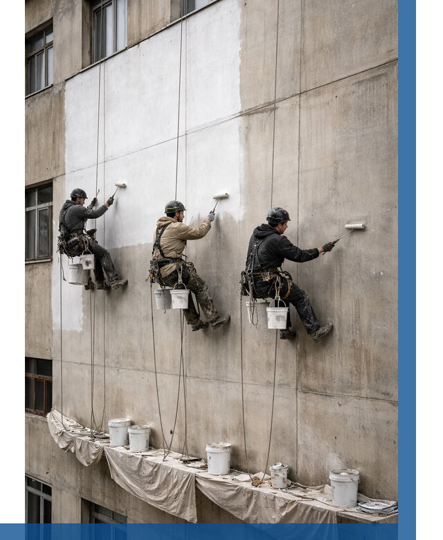 Покраска бетонного фасада в Кимрах от 365 р за м2 | ВЫСОТНИК-Кмы