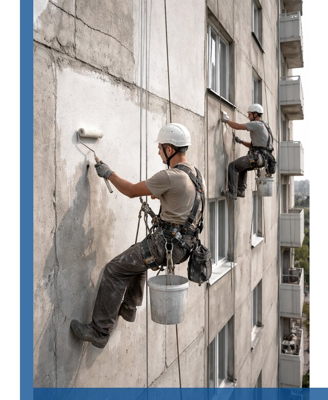 Покраска бетонного фасада в Кимрах для жилых и промышленных объектов