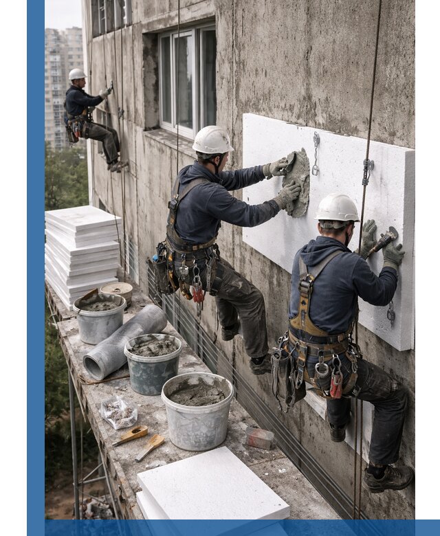 Утепление фасада пенополистиролом в Кимрах под ключ