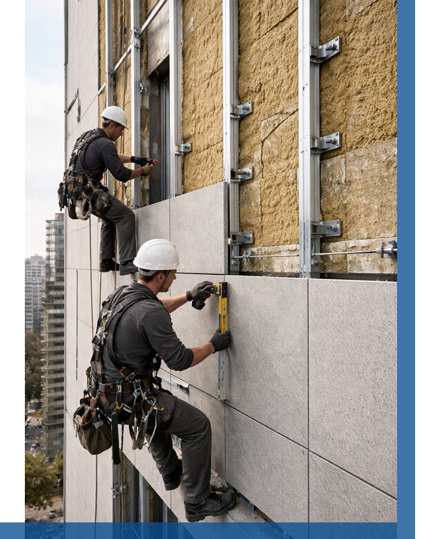 Монтаж вентилируемого фасада в Кимрах от 3654 р. | ВЫСОТНИК-Кмы