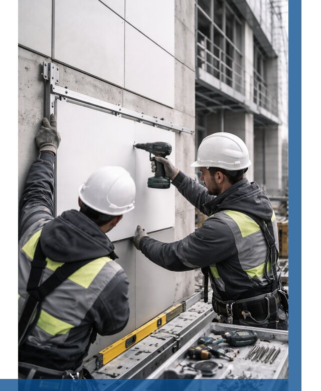 Монтаж композитных панелей фасада в Кимрах от 2610 р. | ВЫСОТНИК-Кмы