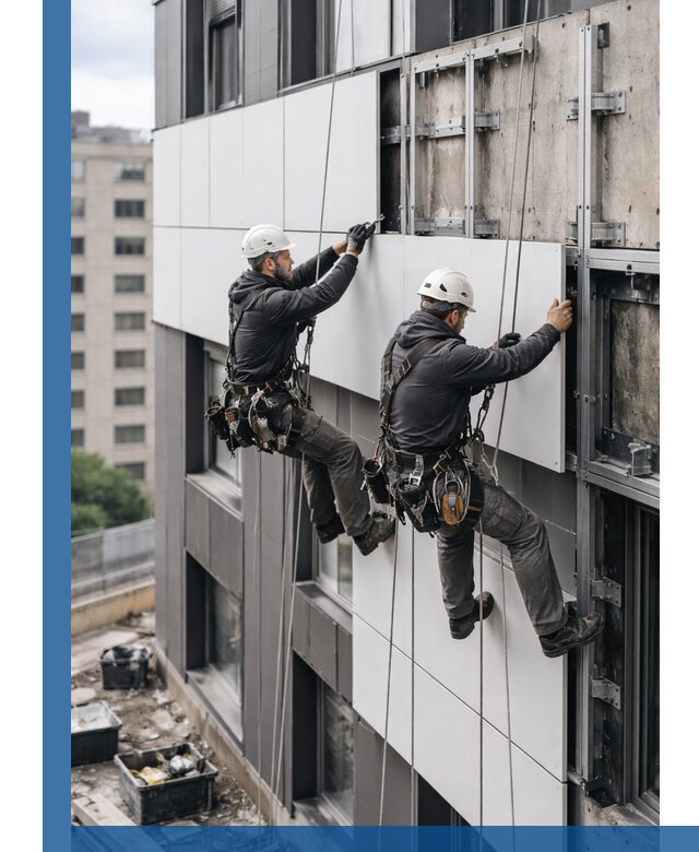 Монтаж композитных панелей фасада в Кимрах под ключ