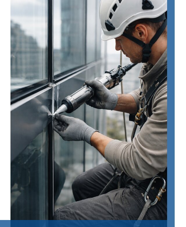 Герметизация стыков витража в Кимрах от 1253 р. | ВЫСОТНИК-Кмы