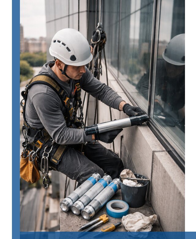 Герметизация стыков витража в Кимрах для герметичных фасадов