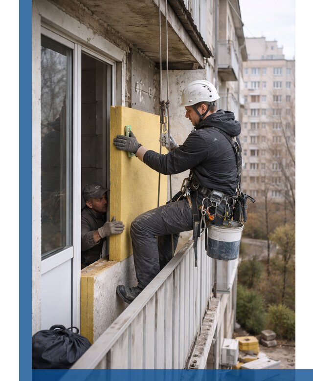 Профессиональное утепление балкона снаружи в Кимрах под ключ