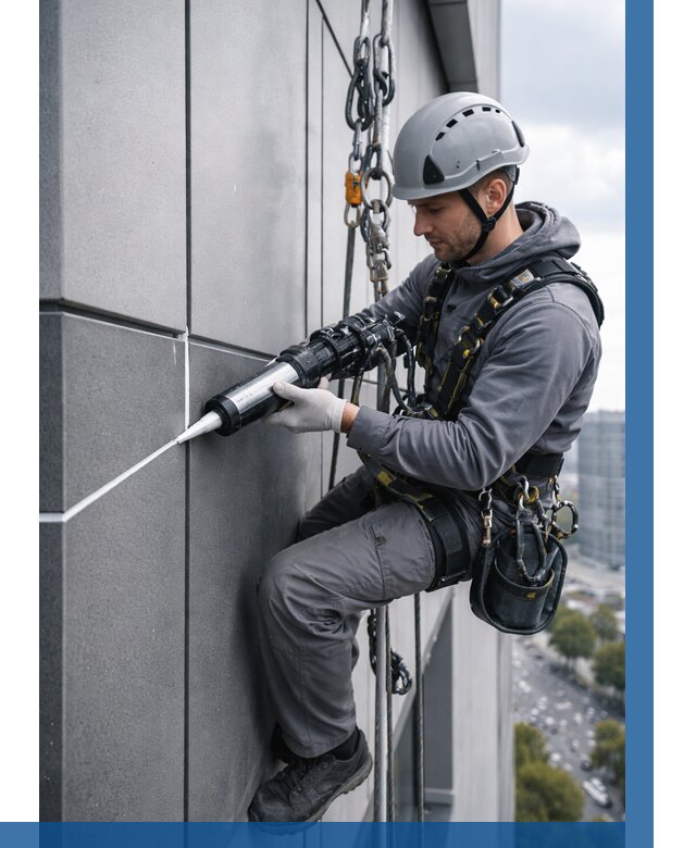 Герметизация стыков фасадных панелей в Кимрах от 6785 р.| ВЫСОТНИК-Кмы