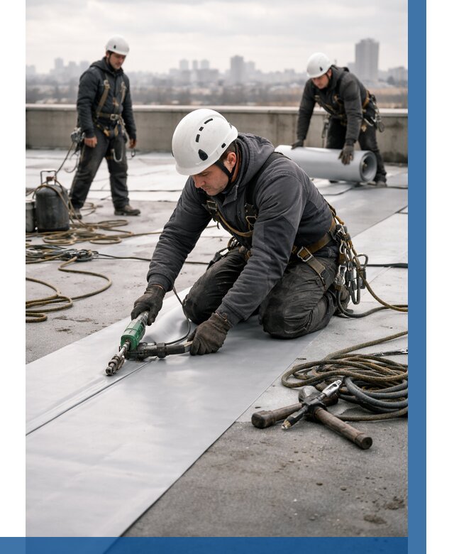 Ремонт мембранной кровли в Кимрах от 1879 р./м2 | ВЫСОТНИК-Кмы