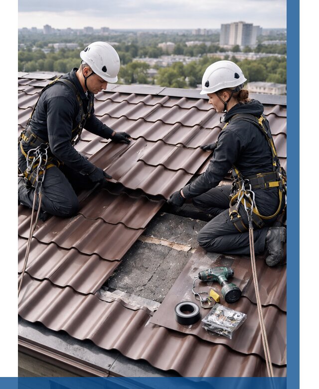 Ремонт металлочерепицы на крыше в Кимрах от 940 р. | ВЫСОТНИК-Кмы