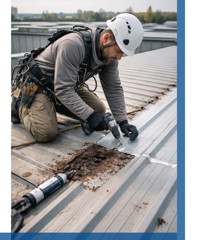 Ремонт профнастила на кровле в Кимрах от 731 р. | ВЫСОТНИК-Кмы