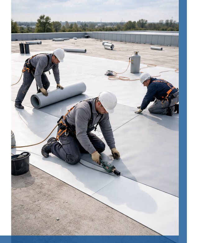 Монтаж мембранной кровли под ключ в Кимрах от 1253 р. | ВЫСОТНИК-Кмы