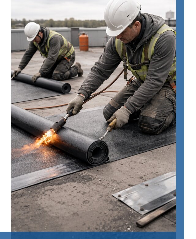 Монтаж наплавляемой кровли в Кимрах от 887 р. — ВЫСОТНИК-Кмы