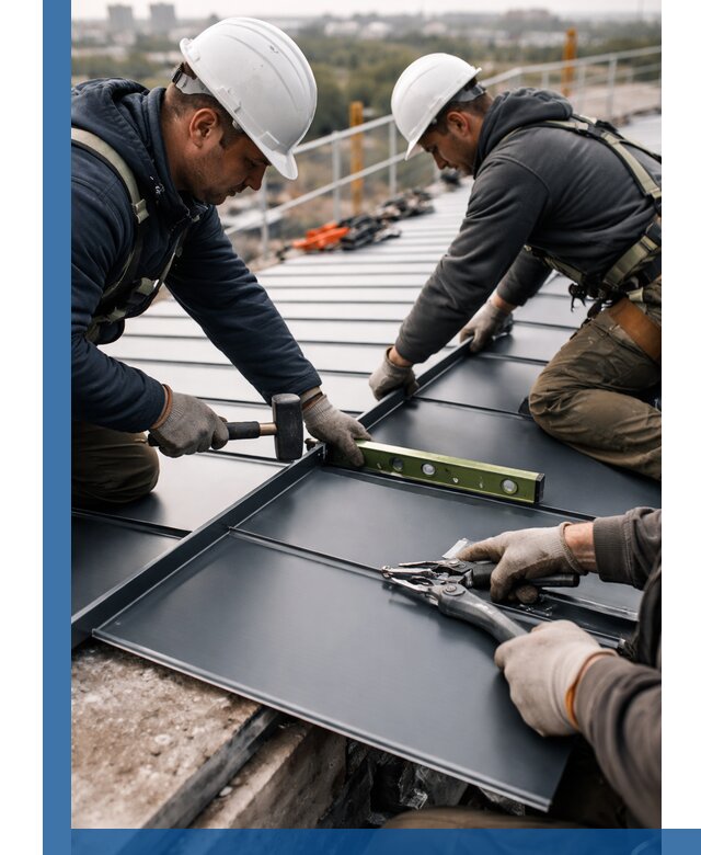 Монтаж фальцевой кровли в Кимрах для промышленных зданий