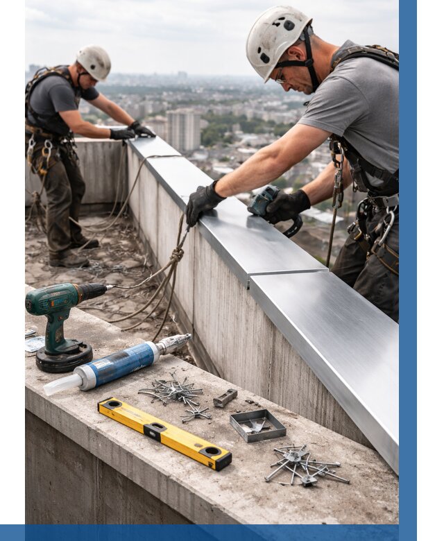 Монтаж парапетных крышек в Кимрах от 835 р. | ВЫСОТНИК-Кмы