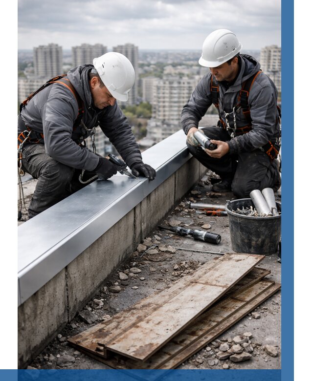 Замена парапетных крышек под ключ в Кимрах от 1253 р. | ВЫСОТНИК-Кмы