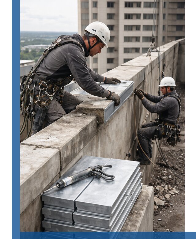 Замена парапетных крышек и установка новых в Кимрах