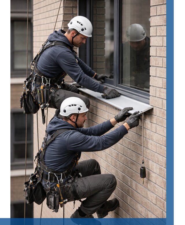 Монтаж оконных отливов под ключ в Кимрах от 3654 р. | ВЫСОТНИК-Кмы