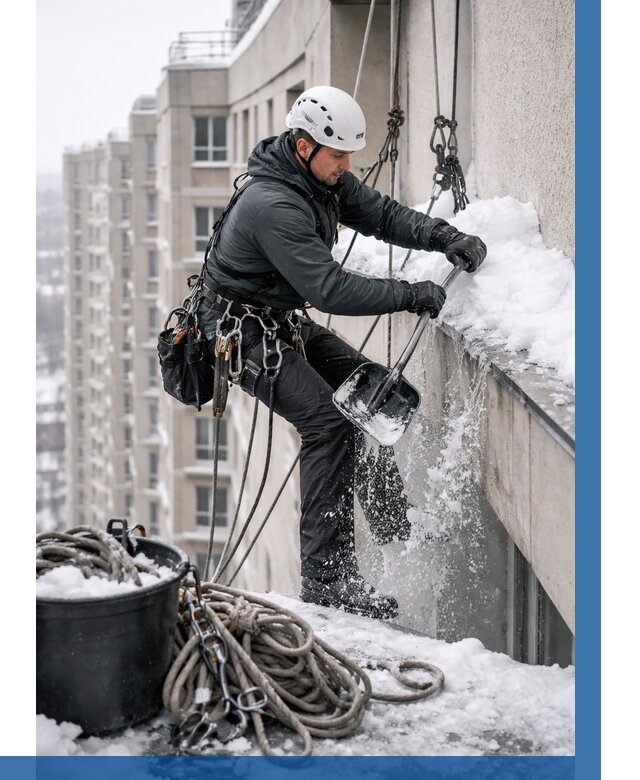 Очистка карнизов от снега в Кимрах от 313 р. | ВЫСОТНИК-Кмы