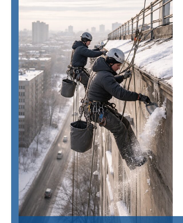 Очистка карнизов от снега в Кимрах профессионально и безопасно