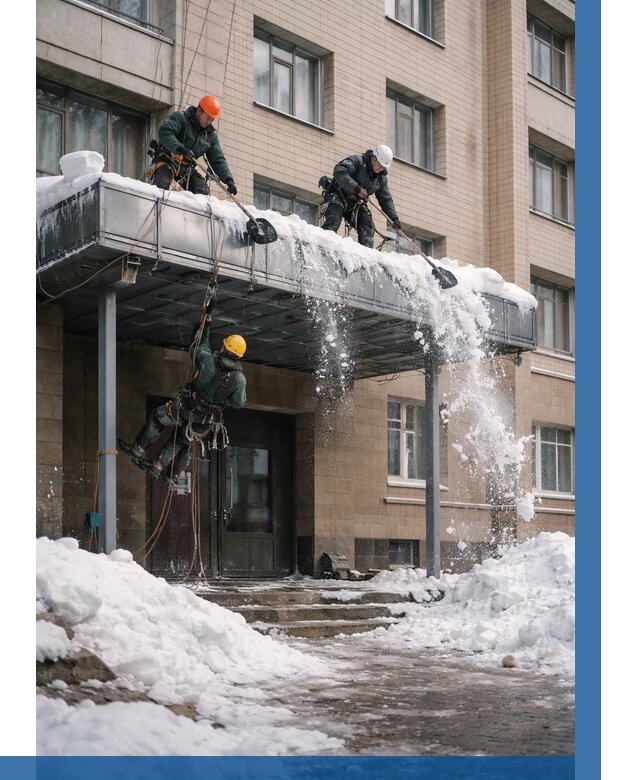 Очистка козырьков от снега в Кимрах от 3654 р. | ВЫСОТНИК-Кмы