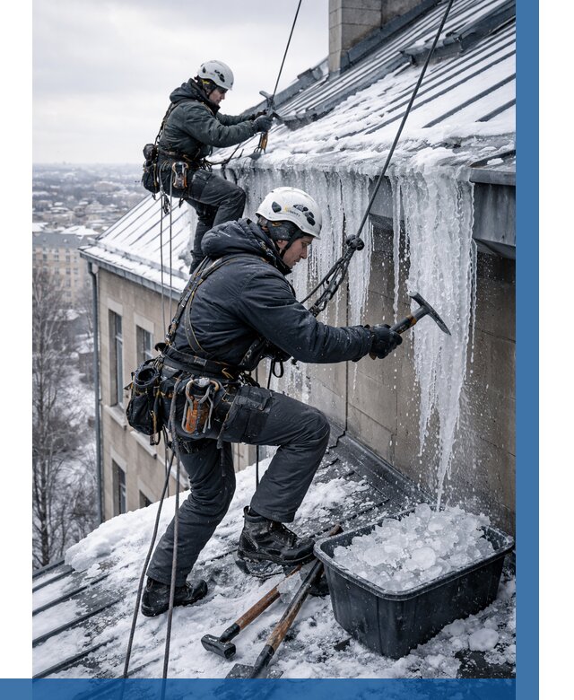 Удаление наледи с кровли в Кимрах от 5741 р. | ВЫСОТНИК-Кмы