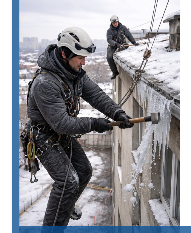 Сбивание и удаление сосулек с крыши в Кимрах безопасно