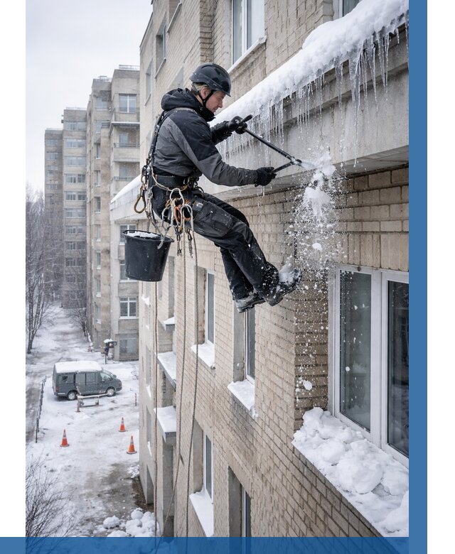 Удаление наледи с карнизов в Кимрах от 365 р. | ВЫСОТНИК-Кмы