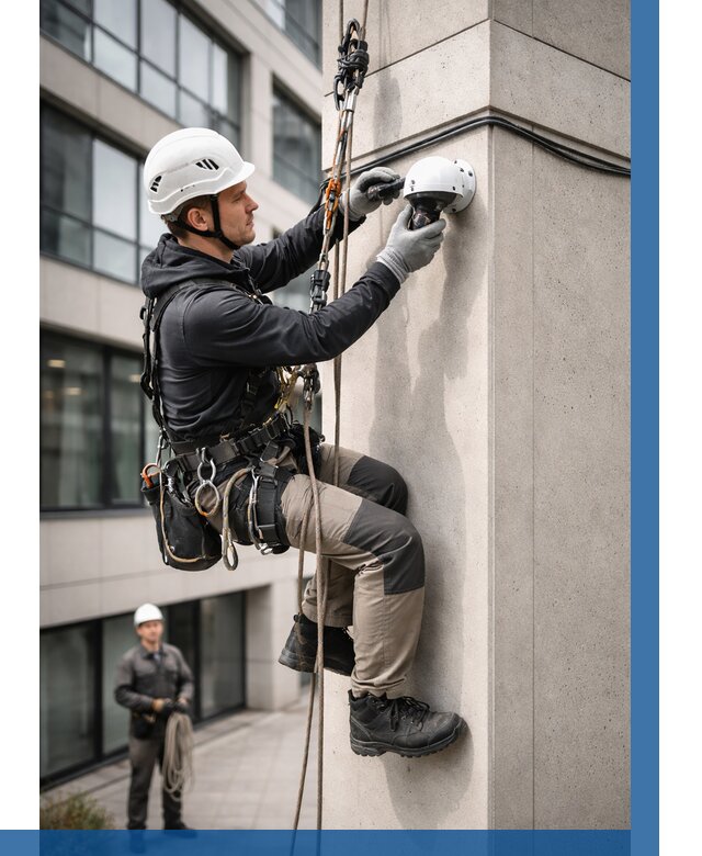 Монтаж камер видеонаблюдения на фасаде в Кимрах от 8873 р.-ВЫСОТНИК-Кмы