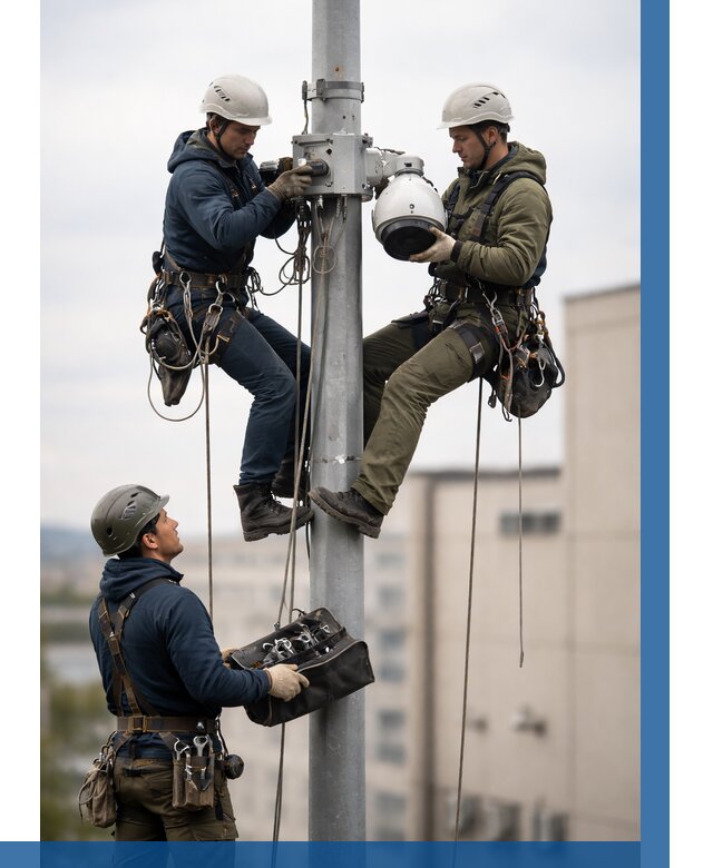 Установка видеокамер на мачте в Кимрах от 8873 р. | ВЫСОТНИК-Кмы