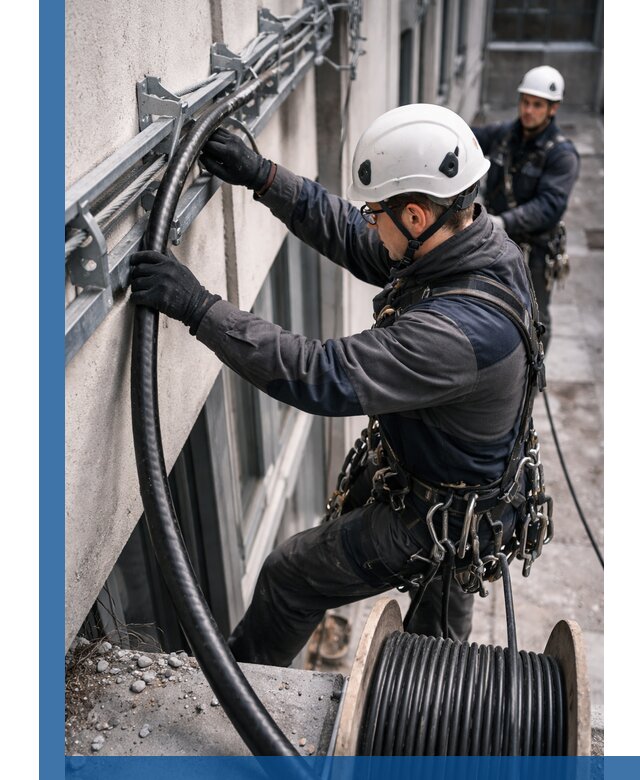 Протяжка кабеля питания на высоте в Кимрах с гарантией безопасности и качества