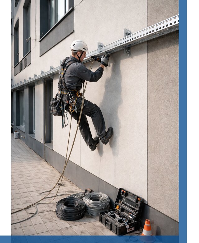 Монтаж кабельных лотков на фасаде в Кимрах от 1253 р. | ВЫСОТНИК-Кмы