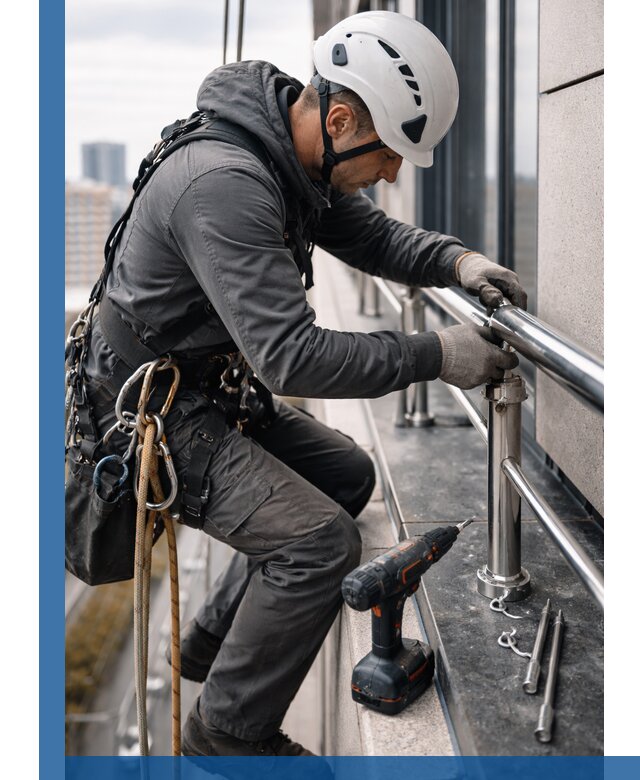 Монтаж ограждений на высоте в Кимрах для зданий и конструкций