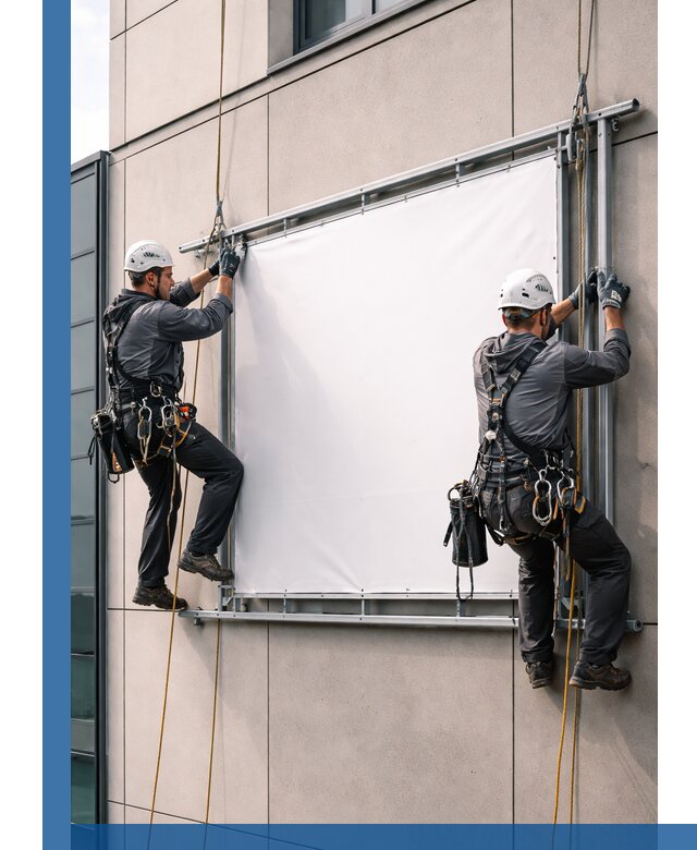 Монтаж наружной рекламной вывески в Кимрах под ключ