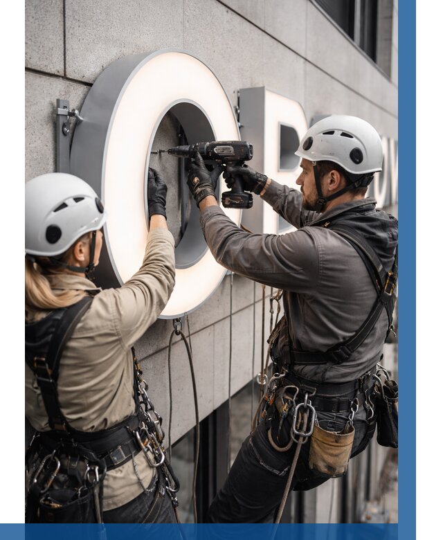 Монтаж световых букв в Кимрах от 3132 р. под ключ ВЫСОТНИК-Кмы