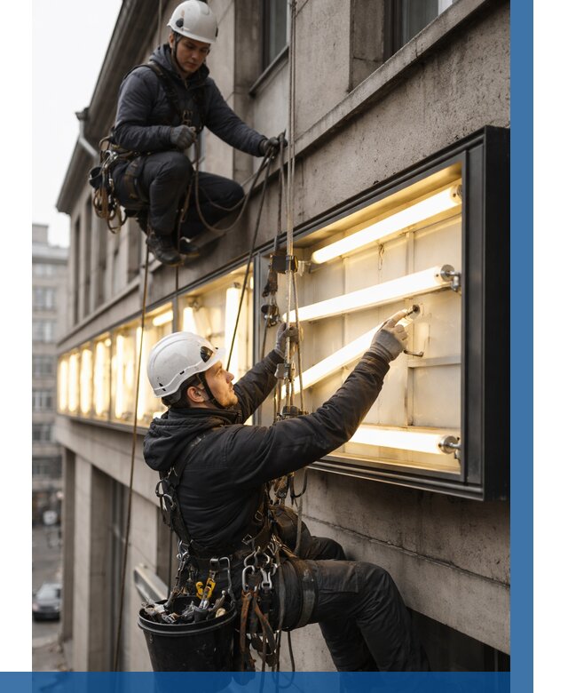 Замена ламп в вывеске в Кимрах под ключ от 3654 р. | ВЫСОТНИК-Кмы