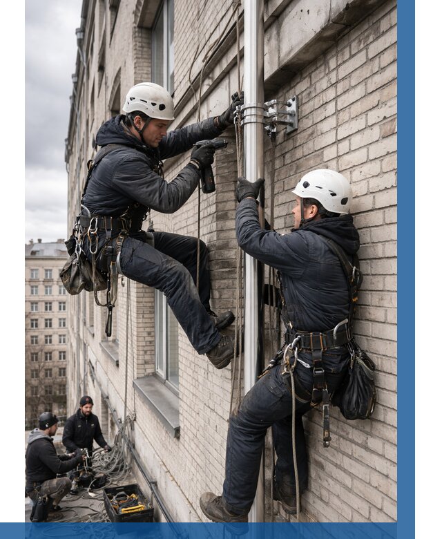 Монтаж флагштока на здании в Кимрах от 6785 р. | ВЫСОТНИК-Кмы