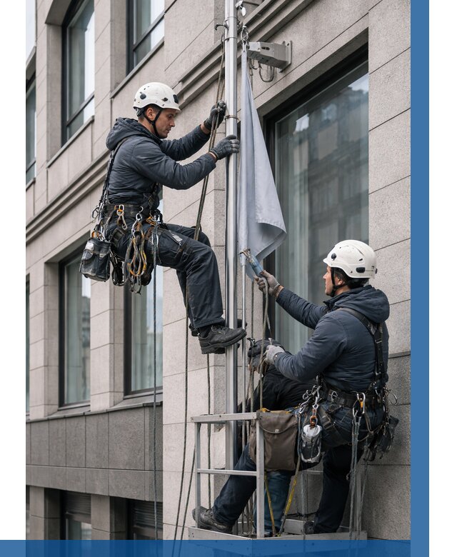 Установка флагов на фасаде в Кимрах от 4698 р. | ВЫСОТНИК-Кмы