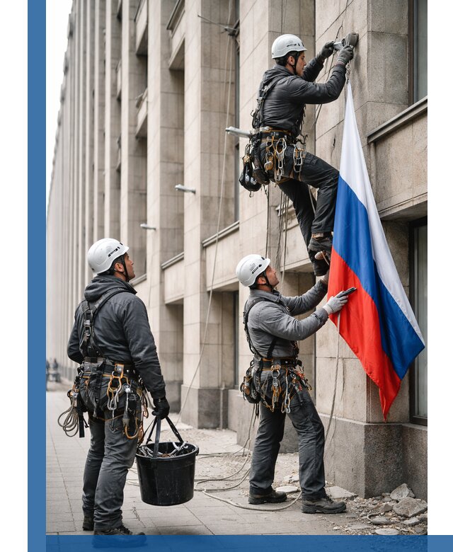 Профессиональная установка флагов на фасаде в Кимрах