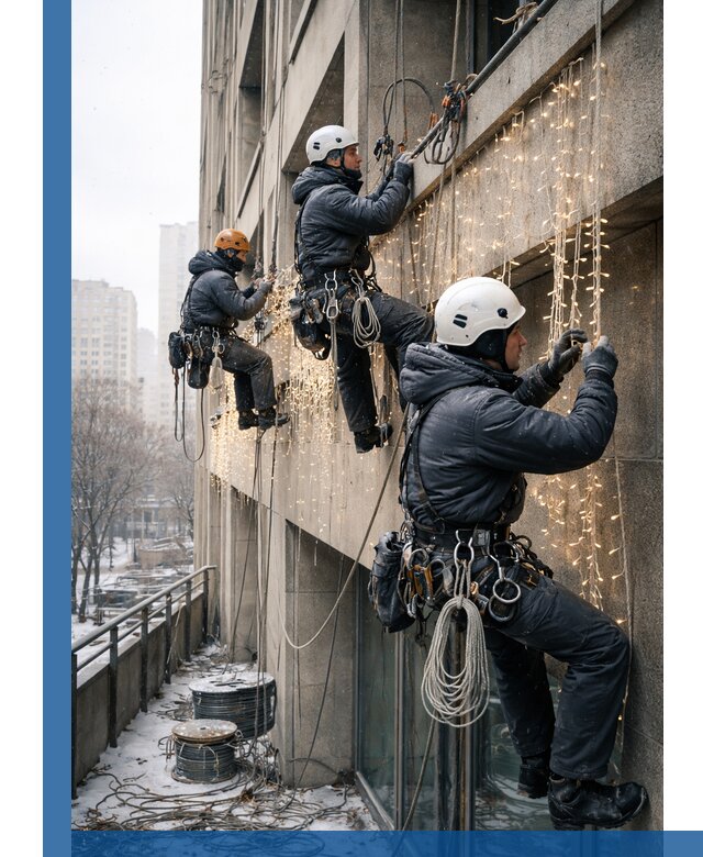 Монтаж новогодней иллюминации и украшение фасадов в Кимрах