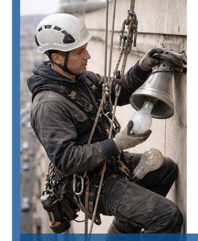 Замена ламп на высоте в Кимрах профессионально и быстро