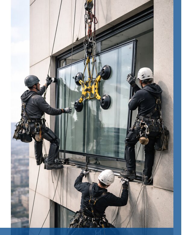 Монтаж стеклопакетов на высоте в Кимрах от 3340 р. | ВЫСОТНИК-Кмы
