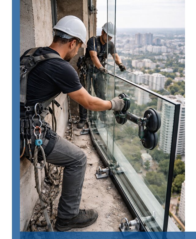 Монтаж стеклянных ограждений под ключ с гарантией в Кимрах