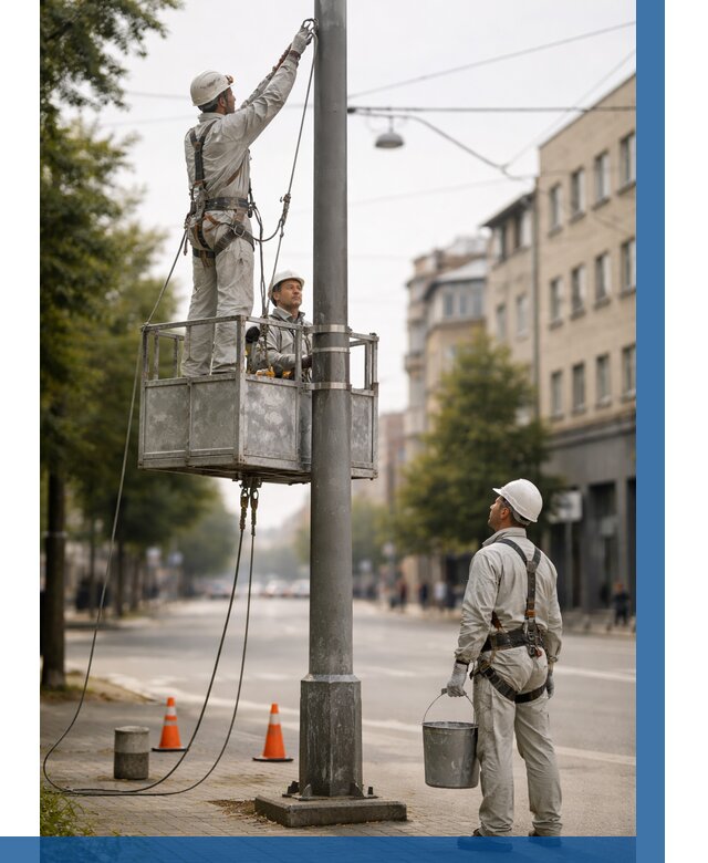 Покраска опор освещения в Кимрах от 5220 р. | ВЫСОТНИК-Кмы